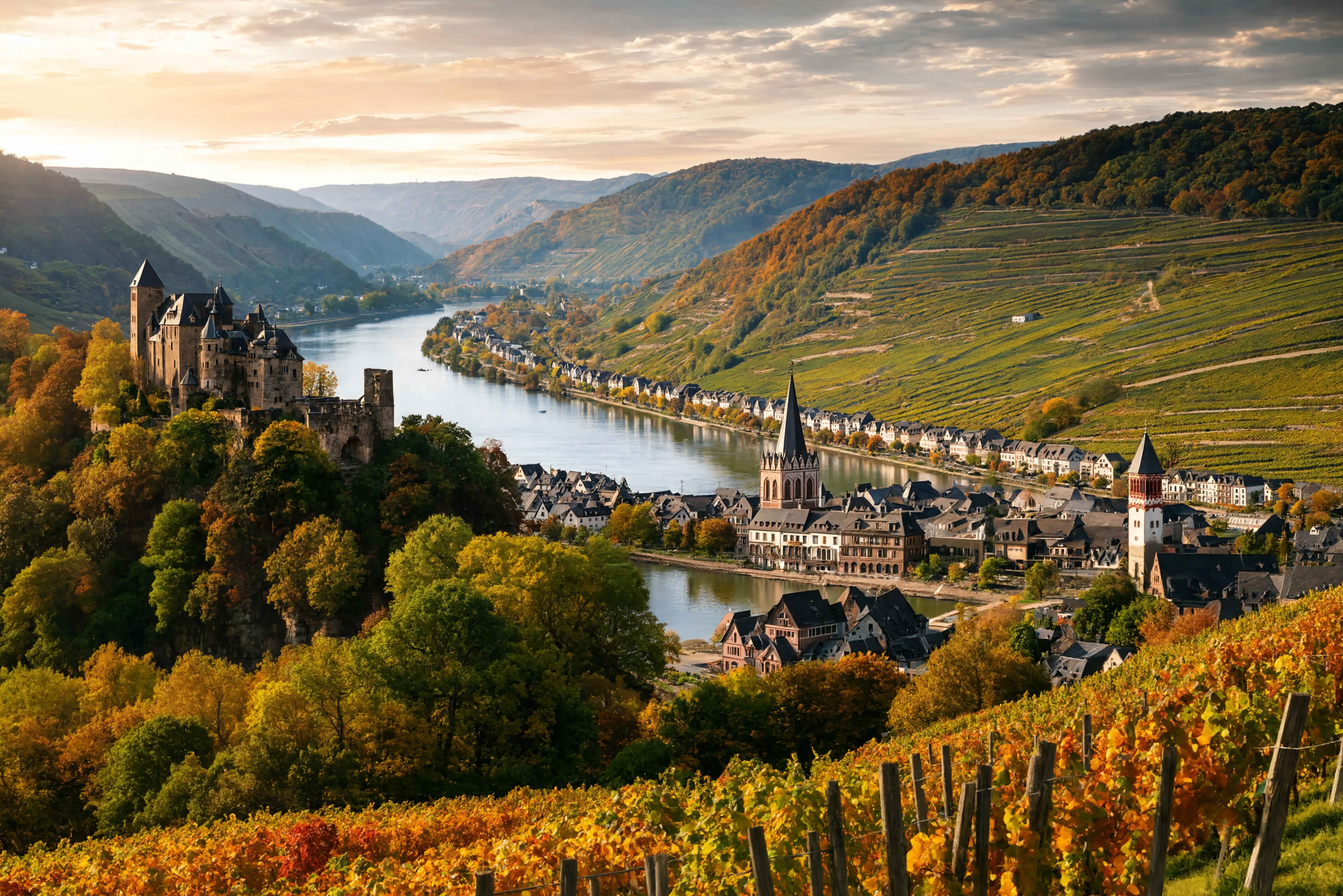 Rheintal — Weinberge und mittelalterliche Burgen